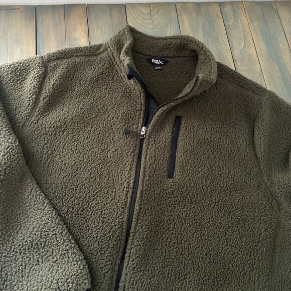 Eddie Bauer Full Zip OD GreenFleece Jacket 2XL Men's XXLARGE Long Sleeves (D9) - Picture 5 of 13